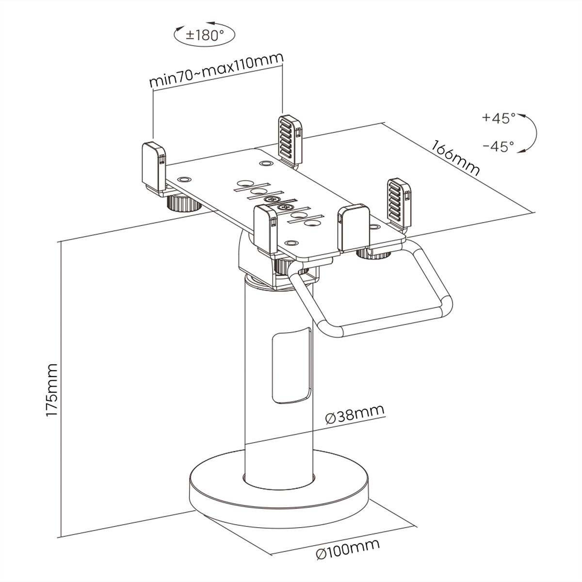 ROLINE Universal Swivel & Tilt Credit Card Terminal Stand