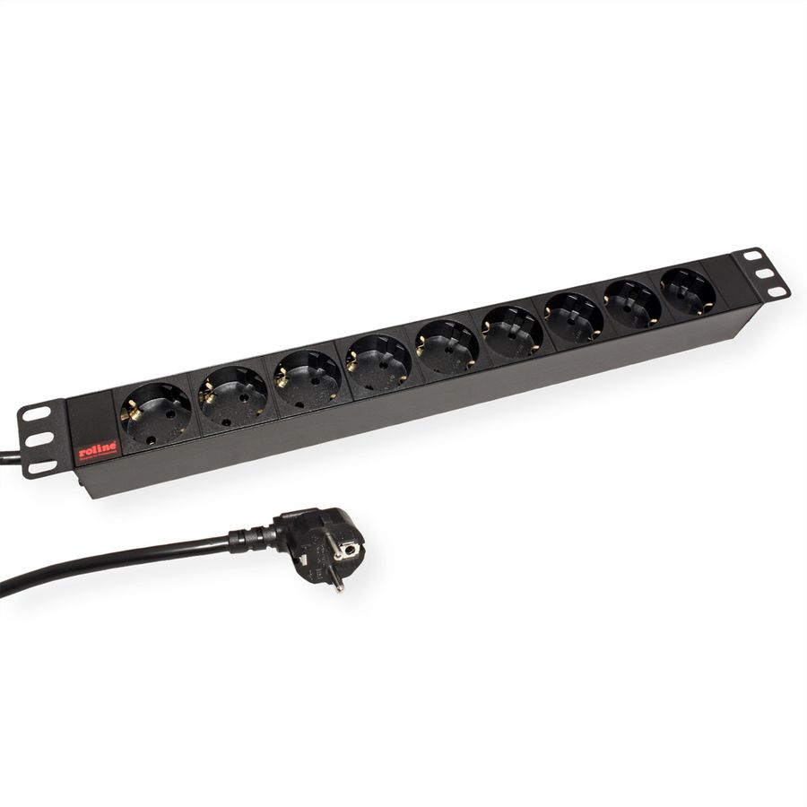 ROLINE PDU for Cabinet, 9x socket, 45°, 16A, black, 2 m