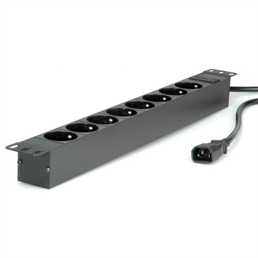 ROLINE 19" PDU for Cabinets 8x 2300W, UTE Version, IEC320 C14 M, black, 2 m