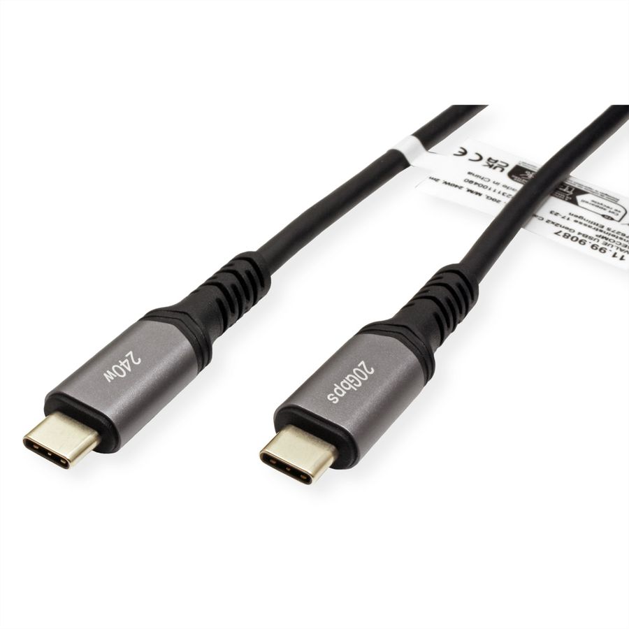 VALUE Cable USB4 Gen2x2, C–C, M/M, 4K UHD-1, 20Gbit/s, 240W, black, 2 m