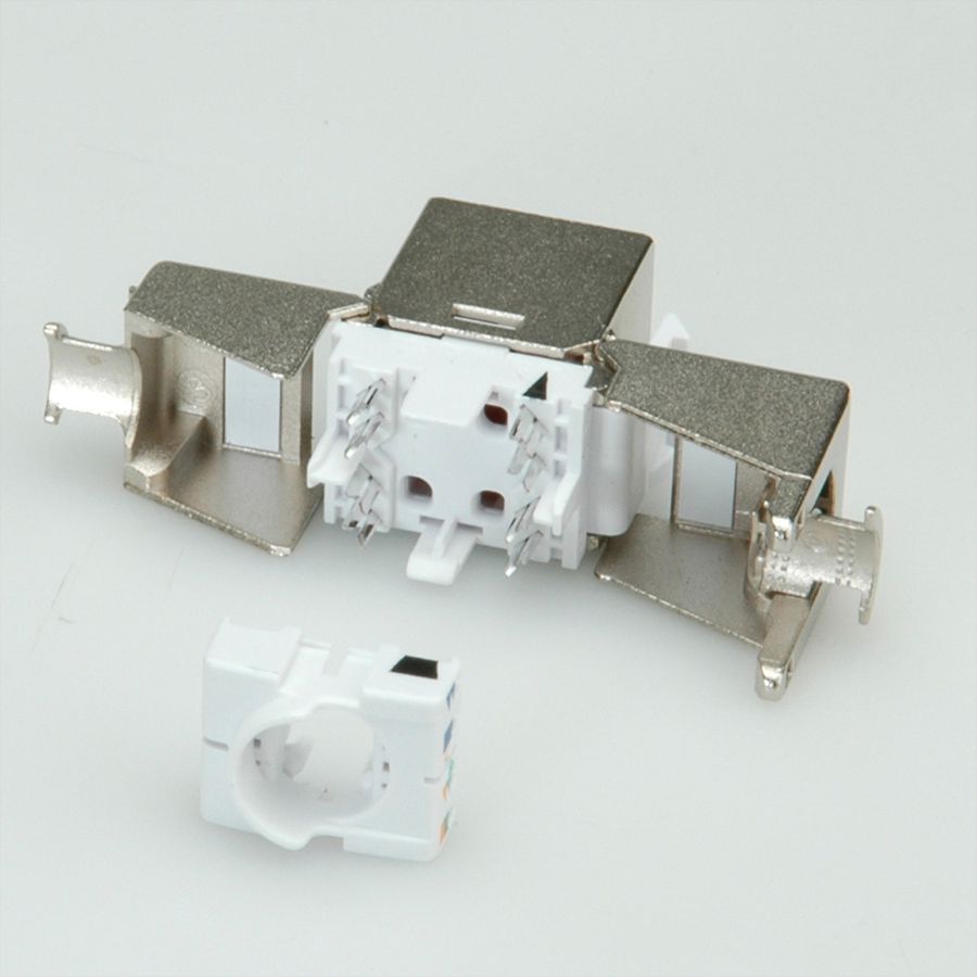 ROLINE Cat.6 (Class E) Keystone Jack, RJ-45, STP, SLIM, tool-free, silver
