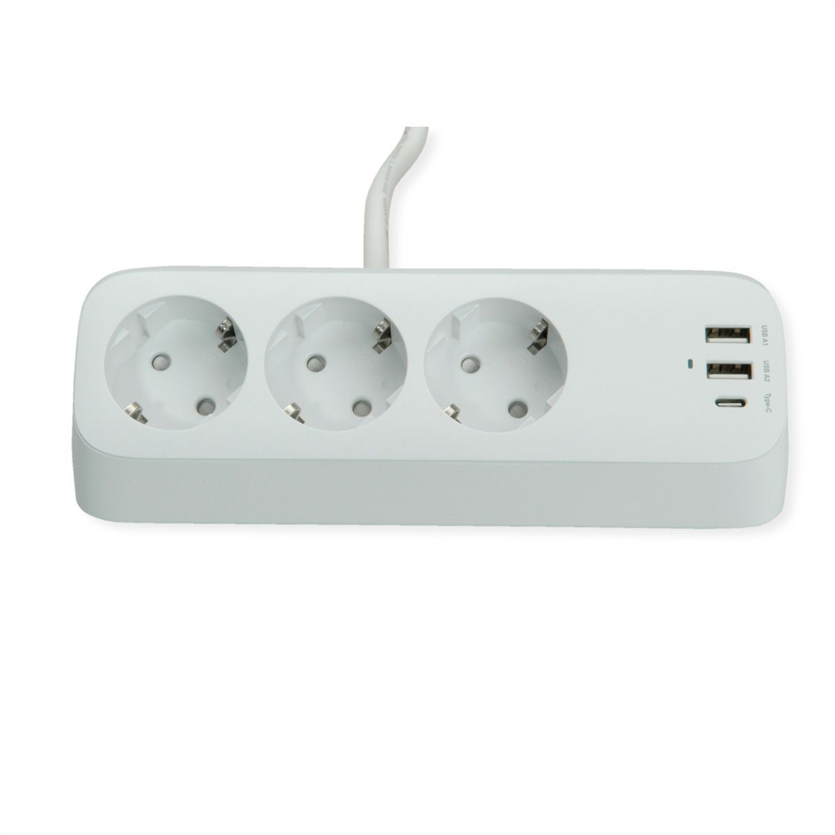 VALUE Power Strip, 3-way, with 3x USB (1x C + 2x A) and table clamp, 1.5 m