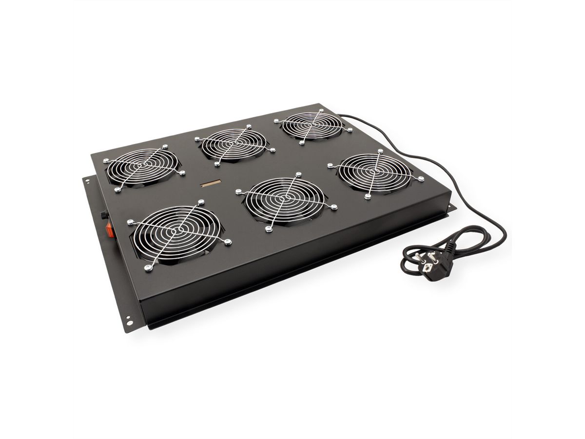 ROLINE 19" roof fan unit with 6 fans, ON/OFF for server rack PRO series, black