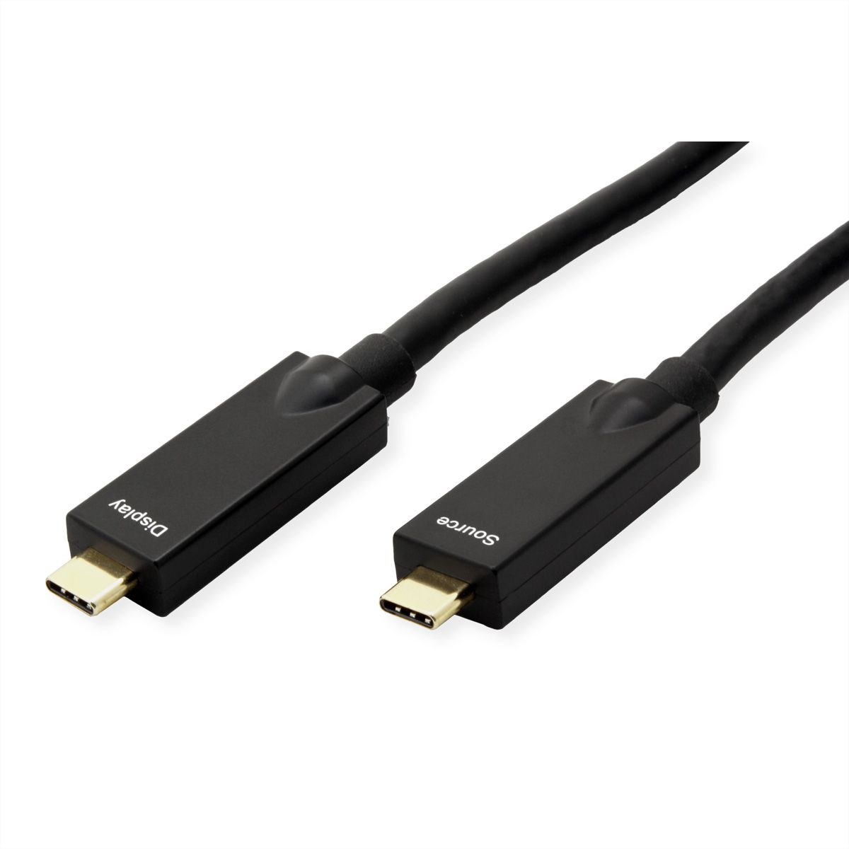 ROLINE USB 3.2 Gen 2 Cable, AOC, C-C, M/M, 10Gbit/s, 4K60Hz, PD (Power Delivery) 60W, black, 15 m