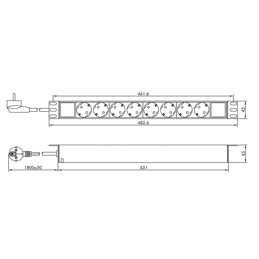 VALUE 19" PDU for Cabinets, 8x, 4000W, CEE 7/7 German Type Plug, 1.8 m