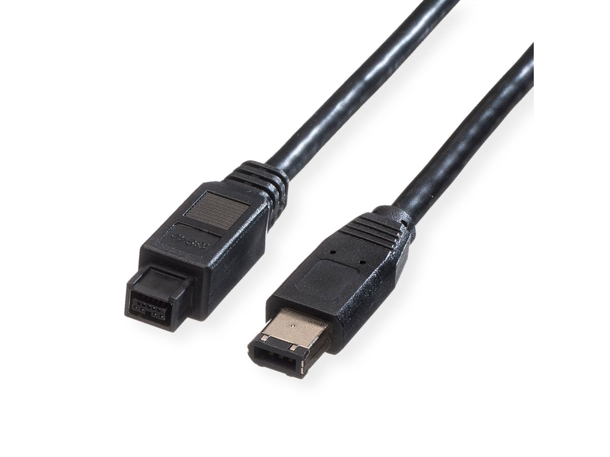 ROLINE IEEE1394b FireWire Cable, 9/6-pin, A-B, black, 1.8 m