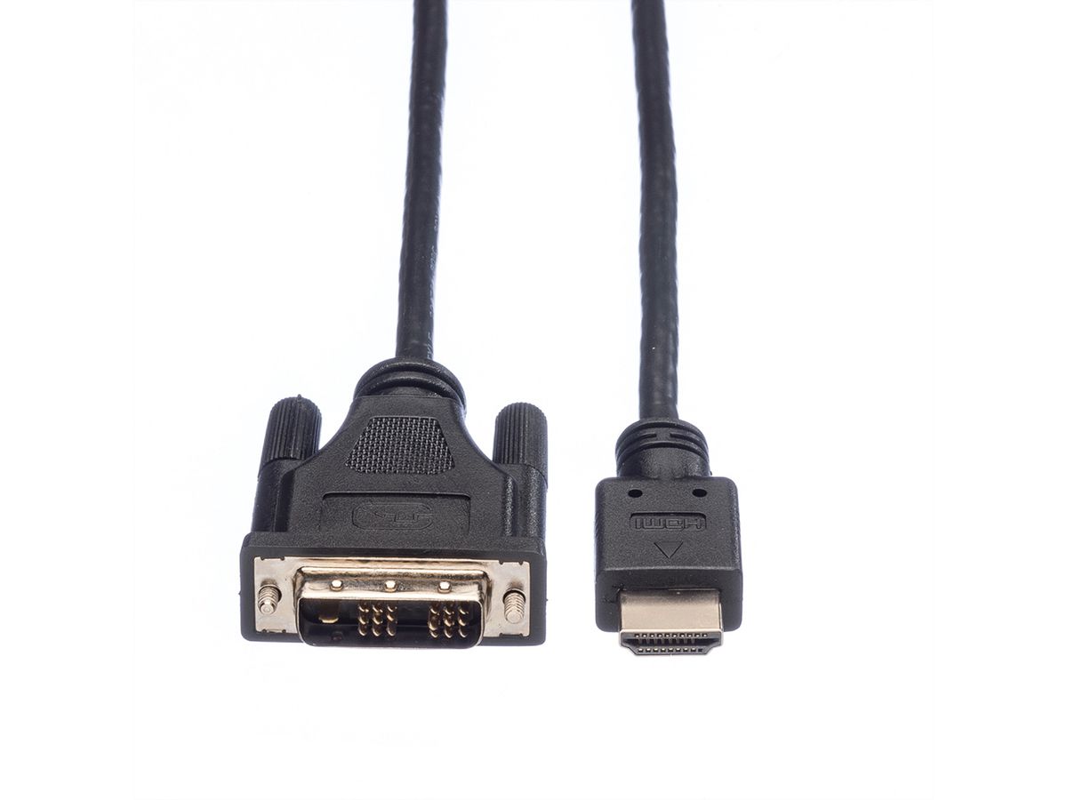 ROLINE DVI Cable, DVI (18+1) - HDMI, M/M, black, 5 m