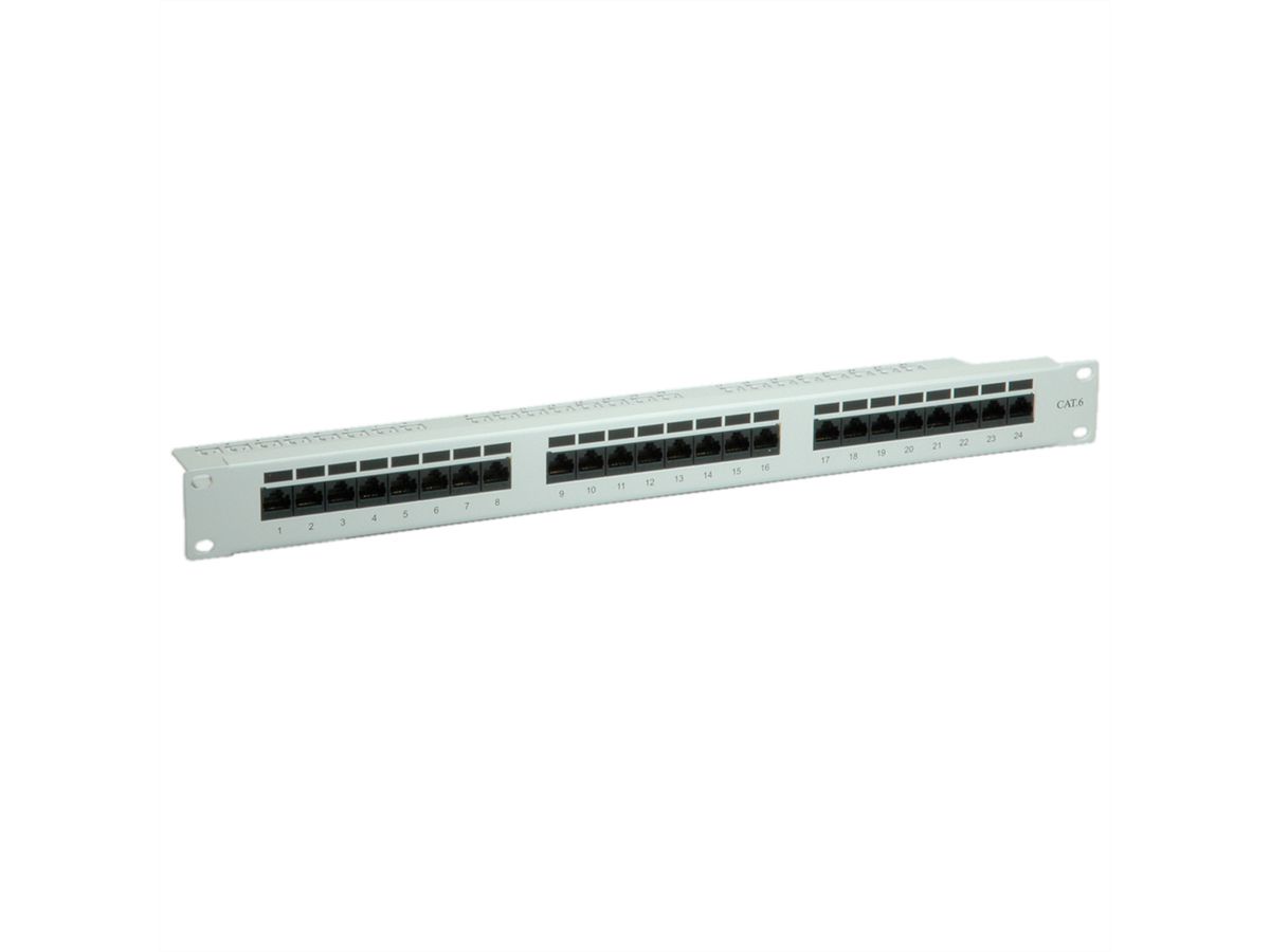 VALUE Cat.6 (Class E) 19" Patch Panel, 24 Ports, UTP, grey