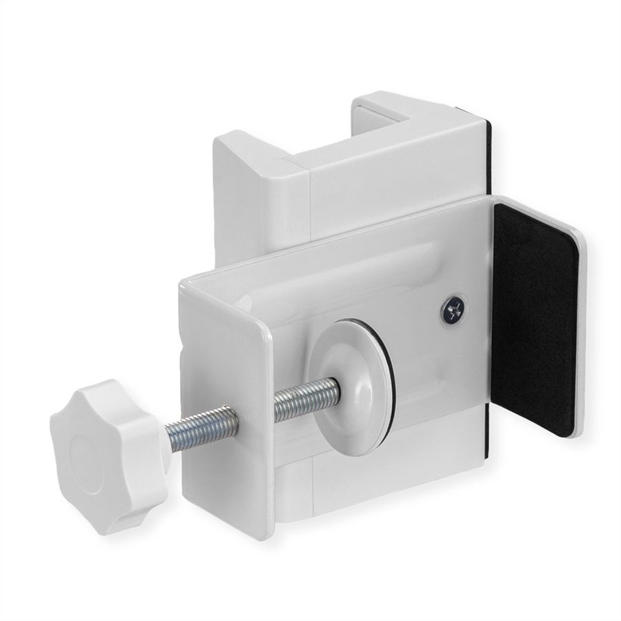 VALUE Clamp-On Power Strip Holder, Desk Leg Mount, white