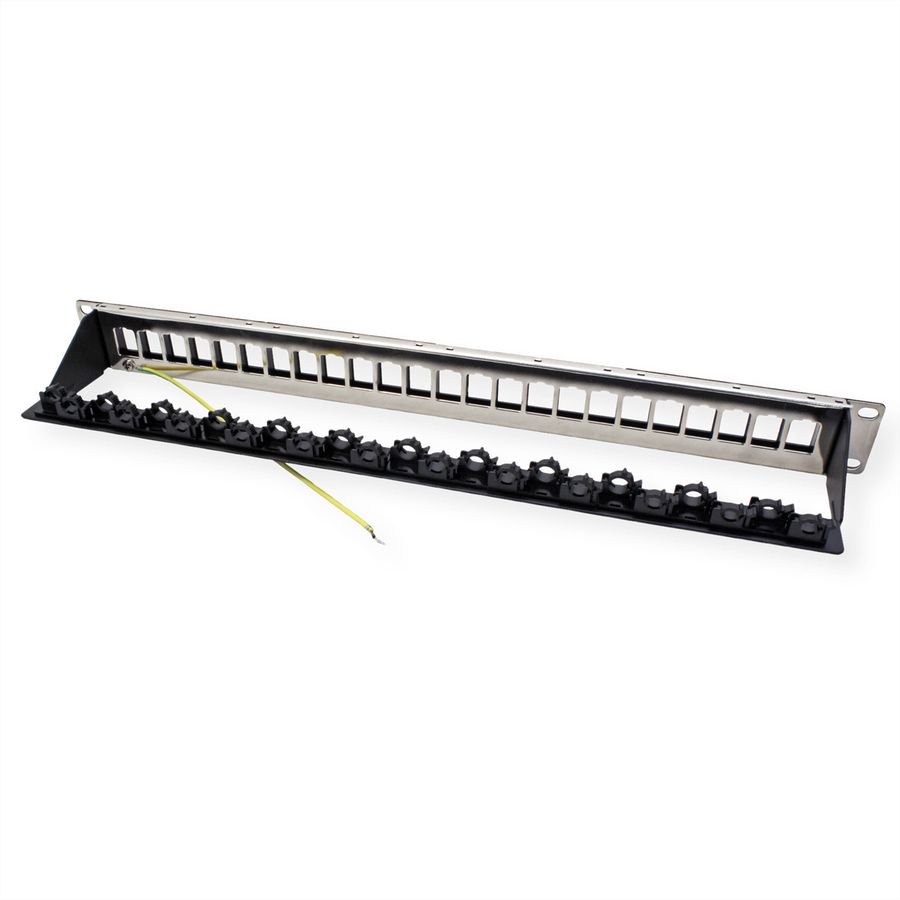ROLINE Keystone 19'' Module Frame, empty, 24 ports, shielded, clip fixing, black