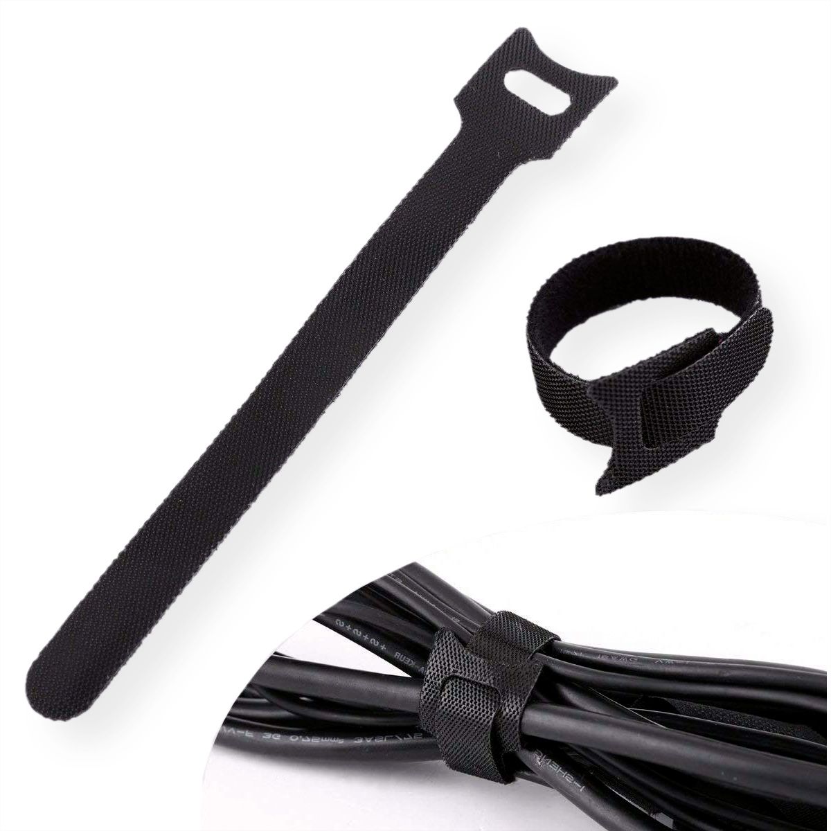 VALUE Strap Cable Binder with Flap, 20 pieces/set, black, 15 cm