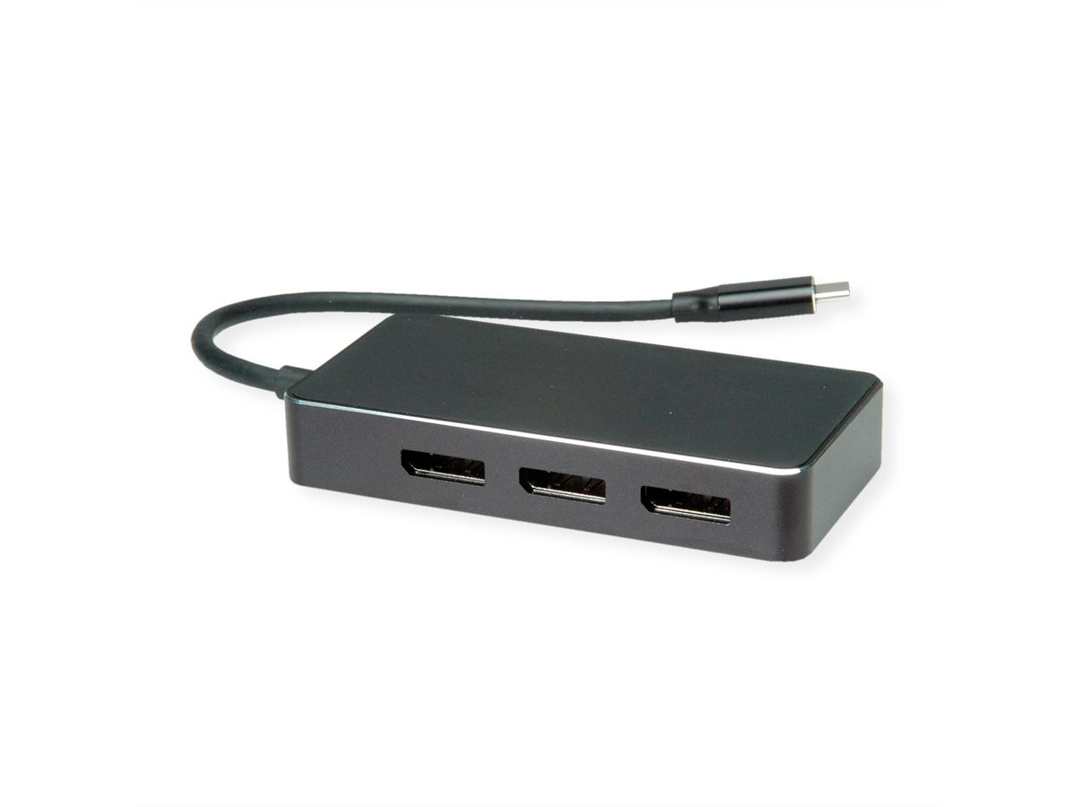 VALUE USB Type C -DP Multistream Adapter, 3x DP, 4K, M/F