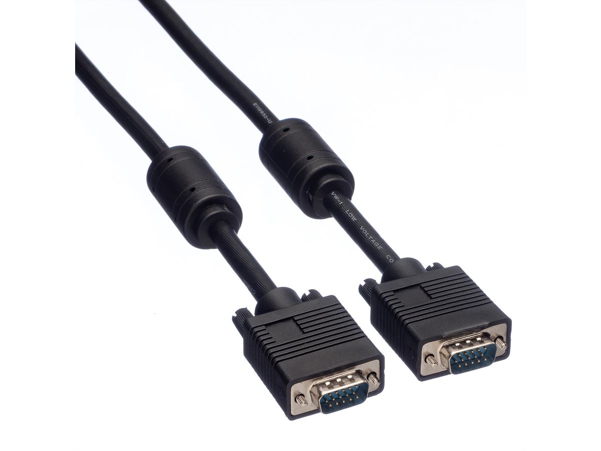 ROLINE HQ VGA Cable + Ferrite + DDC, HD15, M/M, 2 m