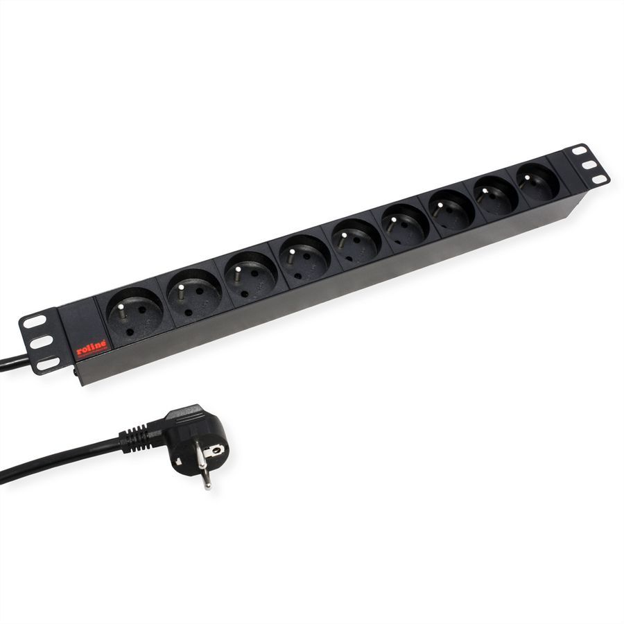 ROLINE PDU for Cabinet, 9x socket, 45°, 16A, UTE Version, black, 2 m