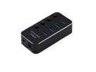 ROLINE USB 3.2 Gen 1 Hub, 4 Ports, switchable, black