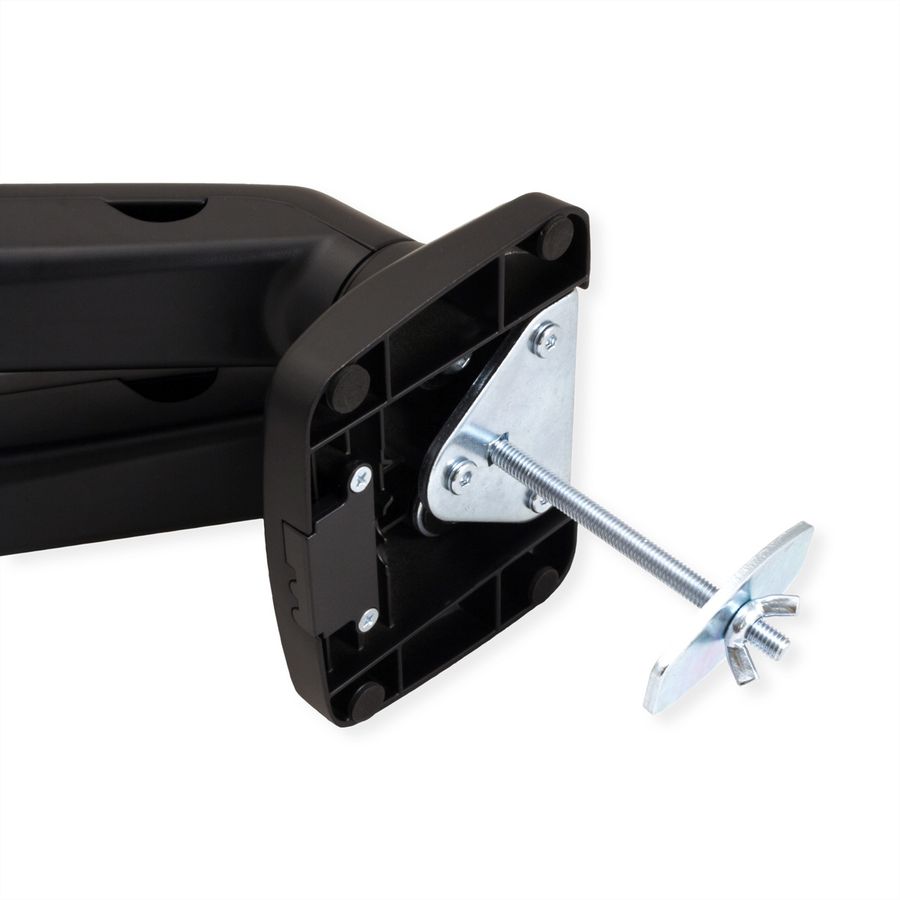 VALUE Dual LCD Monitor Stand Pneumatic, Desk Clamp, Pivot, 5 Joints, black
