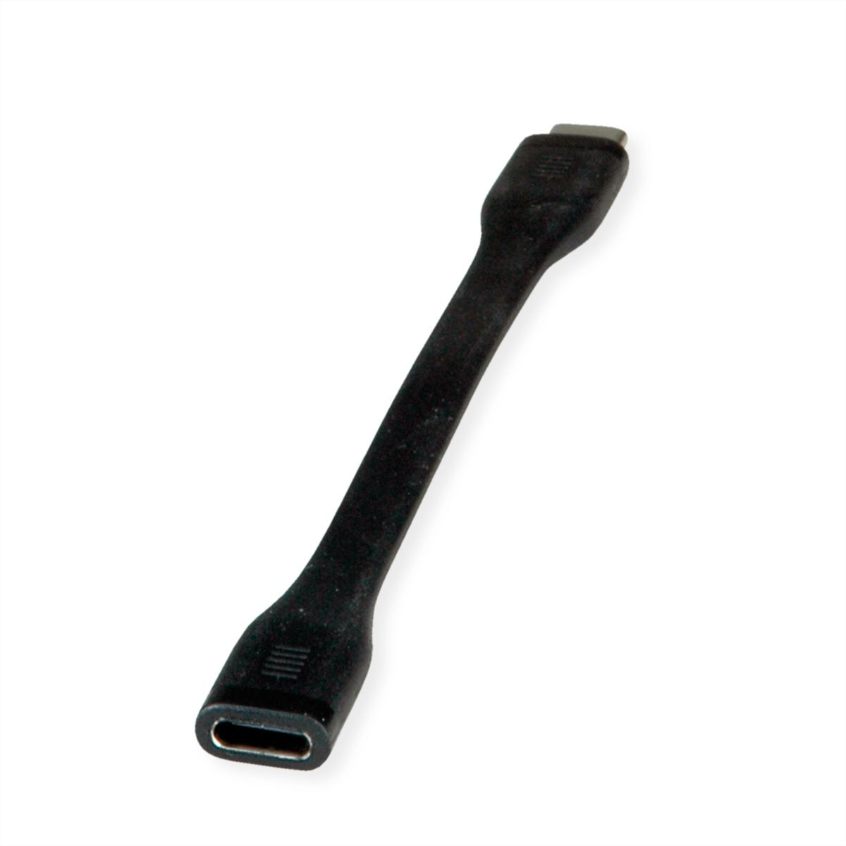 ROLINE USB4 Gen3x2 Cable, C-C, M/F, 8K UHD-2, 40Gbit/s, 100W, extra-flat, black, 11.5 cm