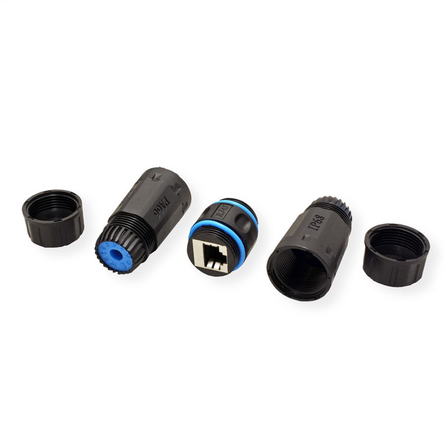 VALUE RJ45 Modular Coupler, Cat.6 (Class E), shielded, Outdoor/Industrial, black