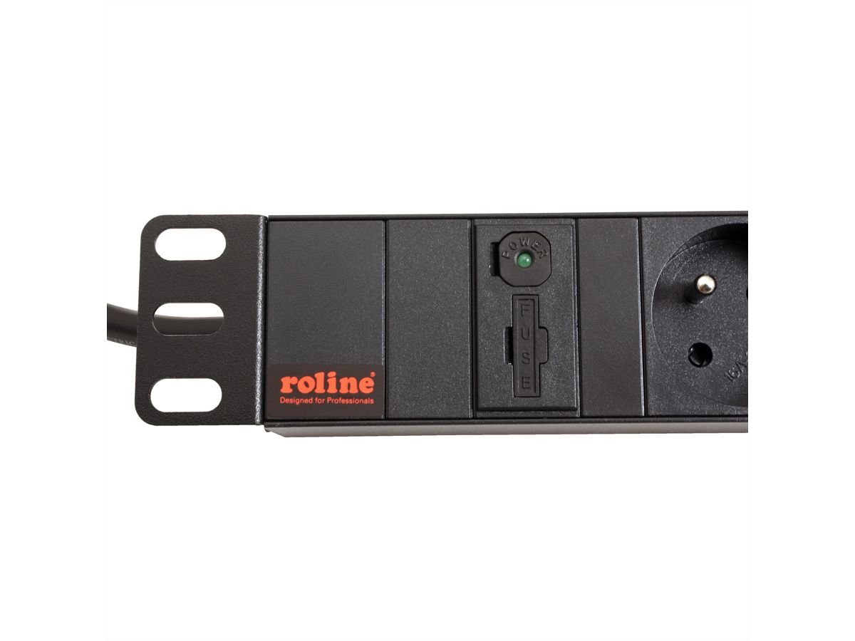 ROLINE 19" PDU for Cabinets 8x 2300W, UTE Version, IEC320 C14 M, black, 2 m