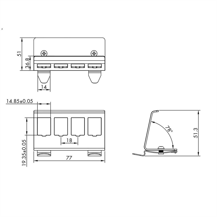 ROLINE DIN Rail Adapter, empty, for 4x Keystones