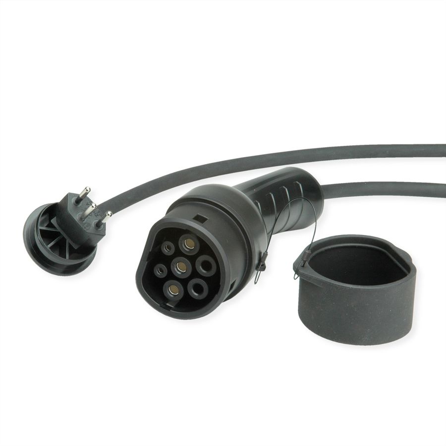 ROLINE Portable EV Charging Cable, Swiss Plug - Type 2, Mode 2, 10 A, 2.3 kW, 5 m