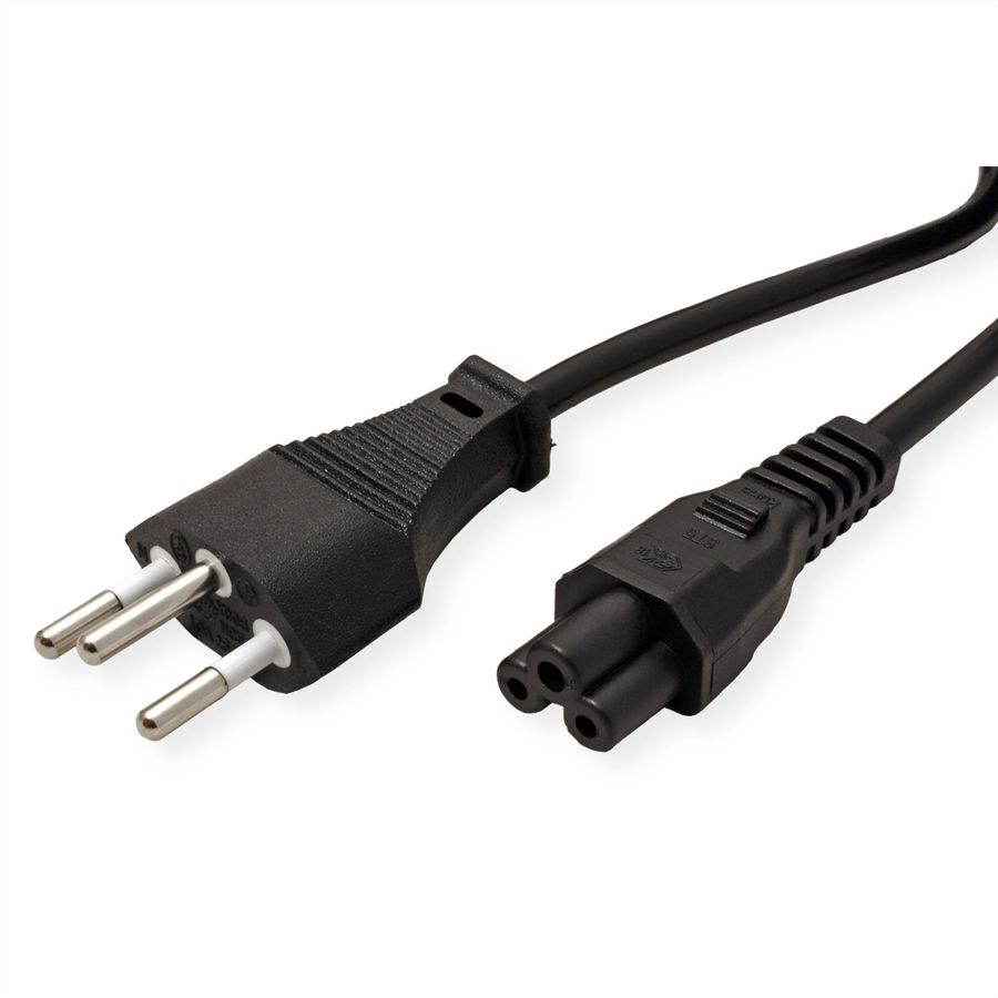 VALUE Notebook Power Cable, (T12/C5), 3pole (Swiss Version), black, 1 m