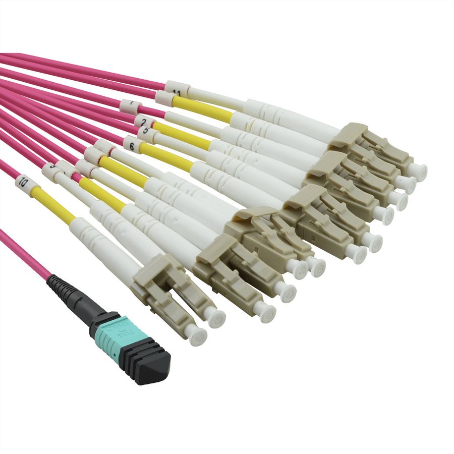 VALUE MPO Fan-Out Cable 50/125µm OM4, MPO/12x LC, violet, 2 m