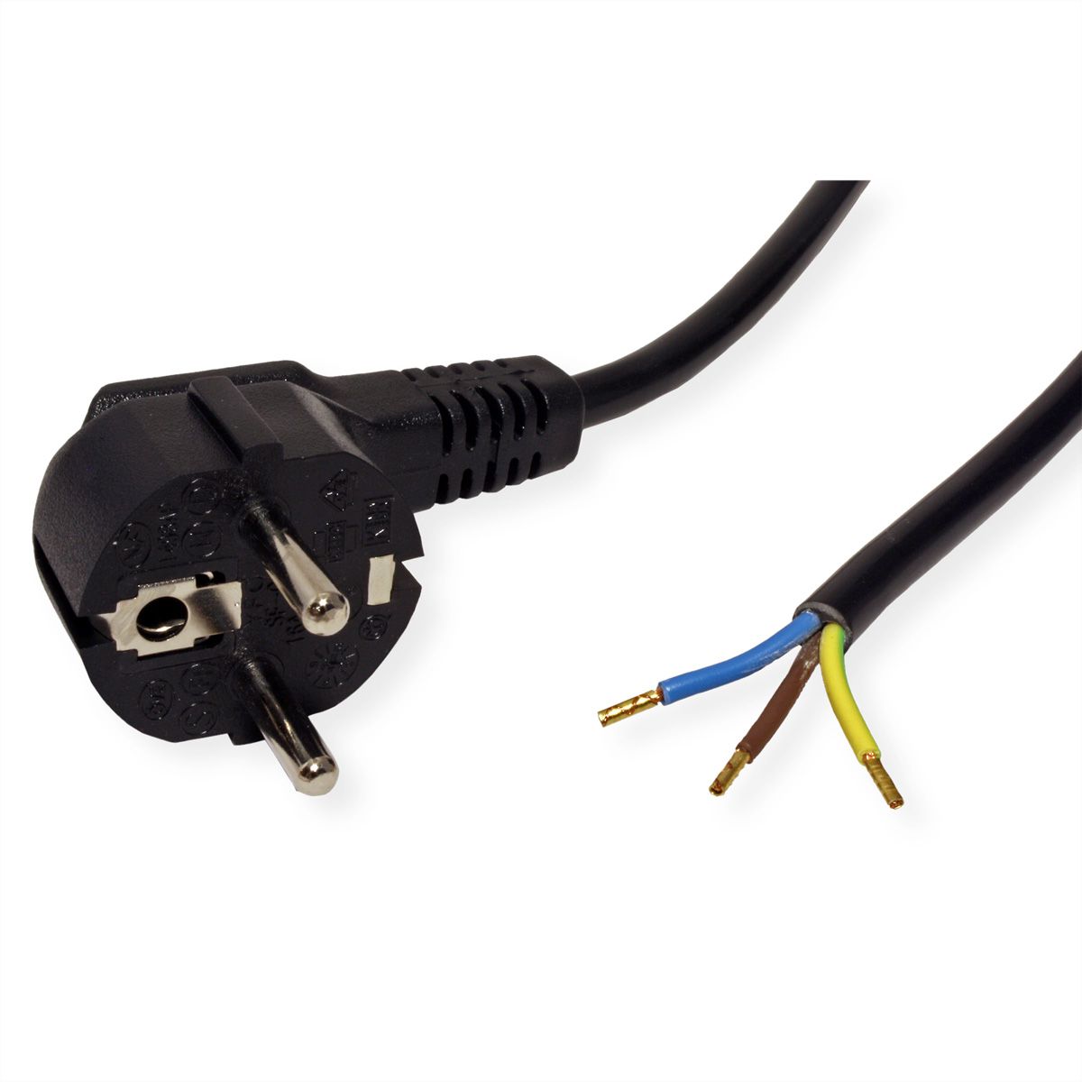 ROLINE Power Cable with German Type Plug / open end, AC 230V, black, 1.8 m