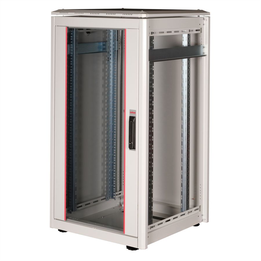 ROLINE 19-inch Network Cabinet Pro 22 U, 600x600 WxD glass door grey