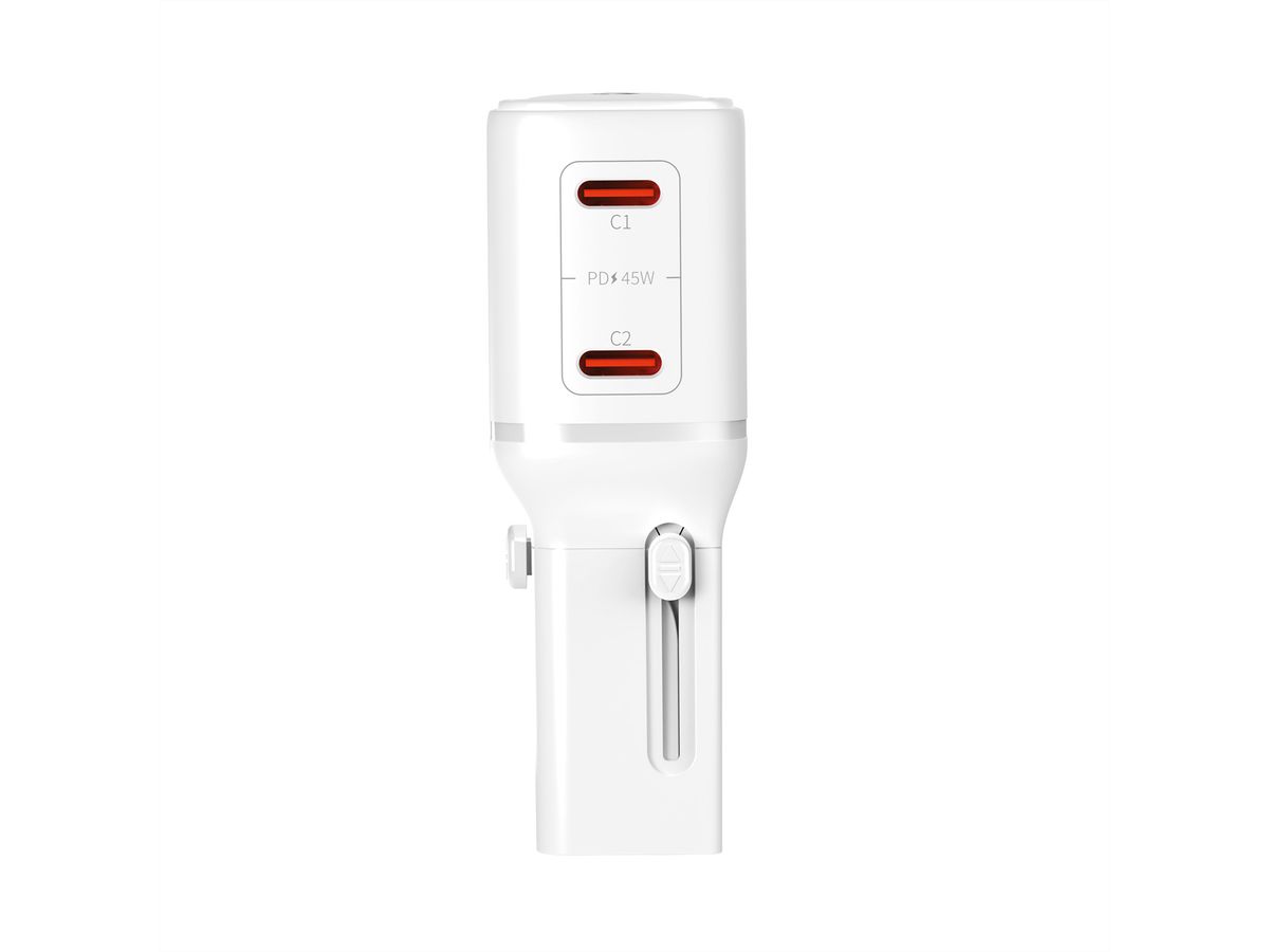 VALUE POCKET Travel Charger, EU/UK/US, 2x Ports USB C, 45W, white