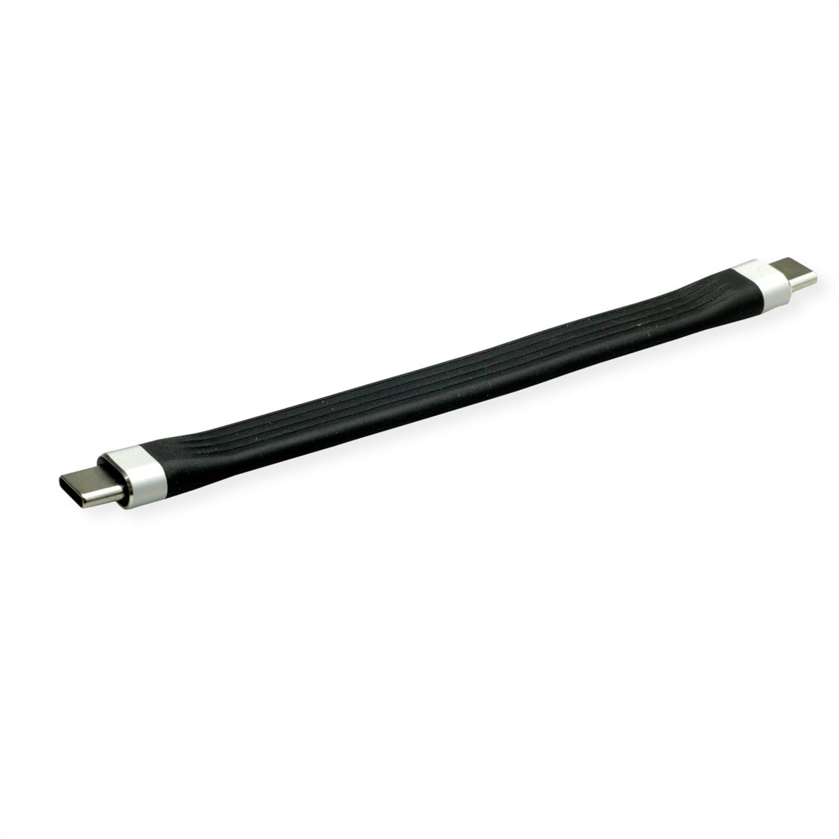 ROLINE USB 3.2 Gen 2 Silicone Cable, PD, with Emark, C-C, M/M, 8K UHD, 10Gbit/s, 60W, black, 11 cm