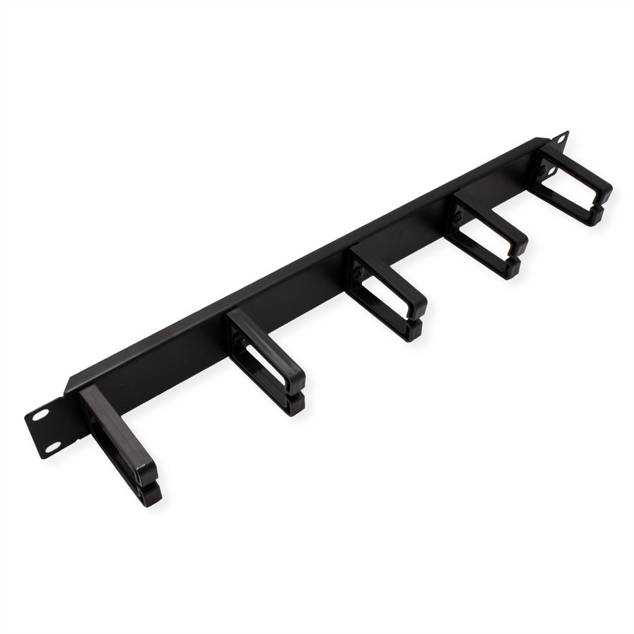 VALUE 19" 1U Cable Management Plate, C-Type, 5 Hooks, black