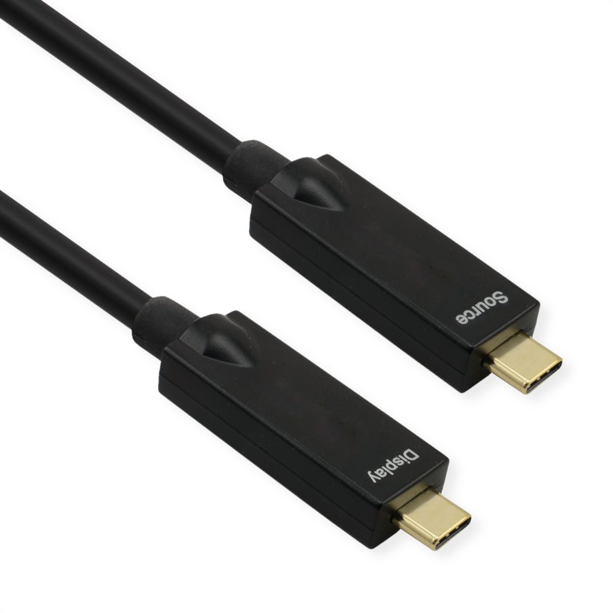 ROLINE USB 3.2 Gen 2 Cable, AOC, C-C, M/M, 10Gbit/s, 4K60Hz, PD (Power Delivery) 60W, black, 15 m