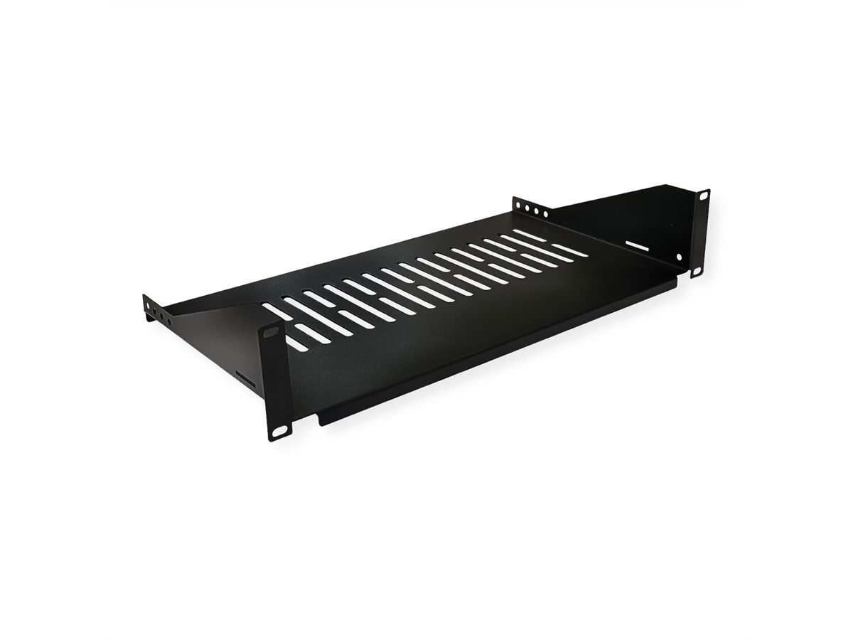 VALUE 19"-Fixed Shelf,  485 x 250mm, max. 15kg, 2U, black