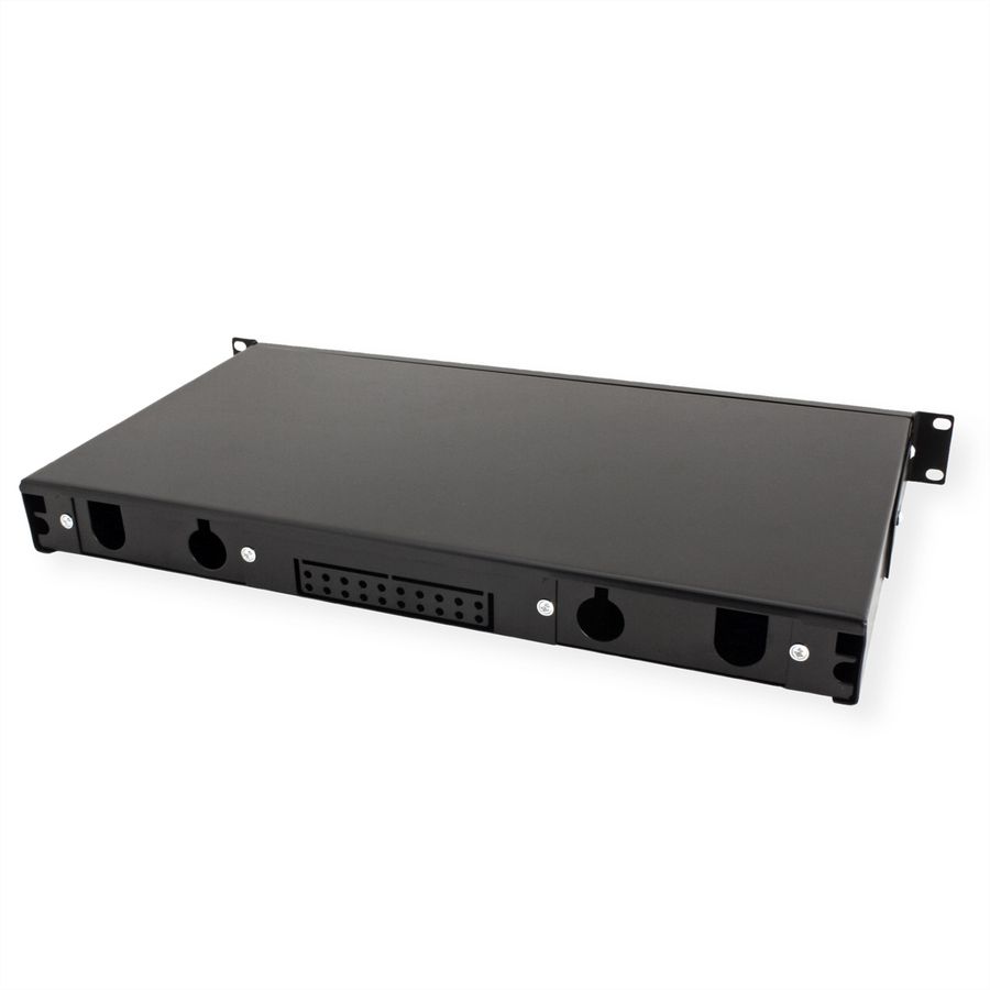 ROLINE 19" 1U Fiber Optic Patch Panel, for 16 Keystones, black
