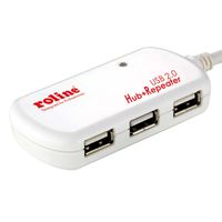 ROLINE USB 2.0 Hub, 4 Ports, with Repeater, 12 m