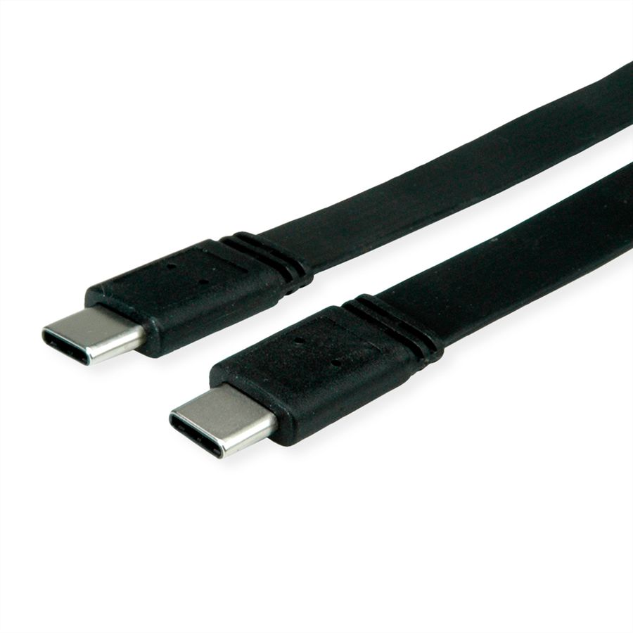 VALUE USB4 Gen 3 Cable, PD, C-C, M/M, 8K UHD-2, 40Gbit/s, Emark, 100W, extra-flat, black, 0.5 m