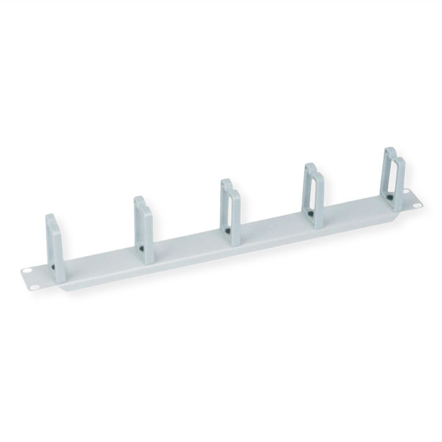 VALUE 19" 1U Cable Management Plate, C-Type, 5 Hooks, grey