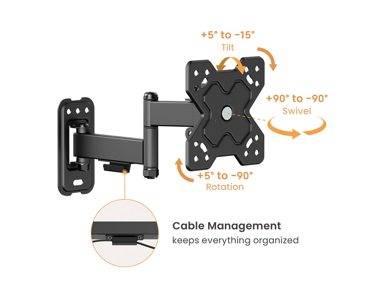 VALUE TV Monitor Arm, Wall Mount, < 81cm, < 20kg, 3 joints