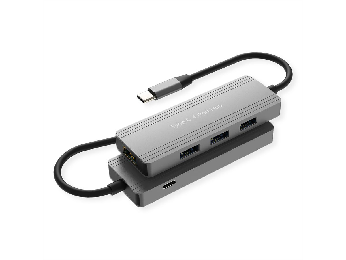 VALUE USB 3.2 Gen 1 Hub, 4 Ports, Type-C Connection Cable
