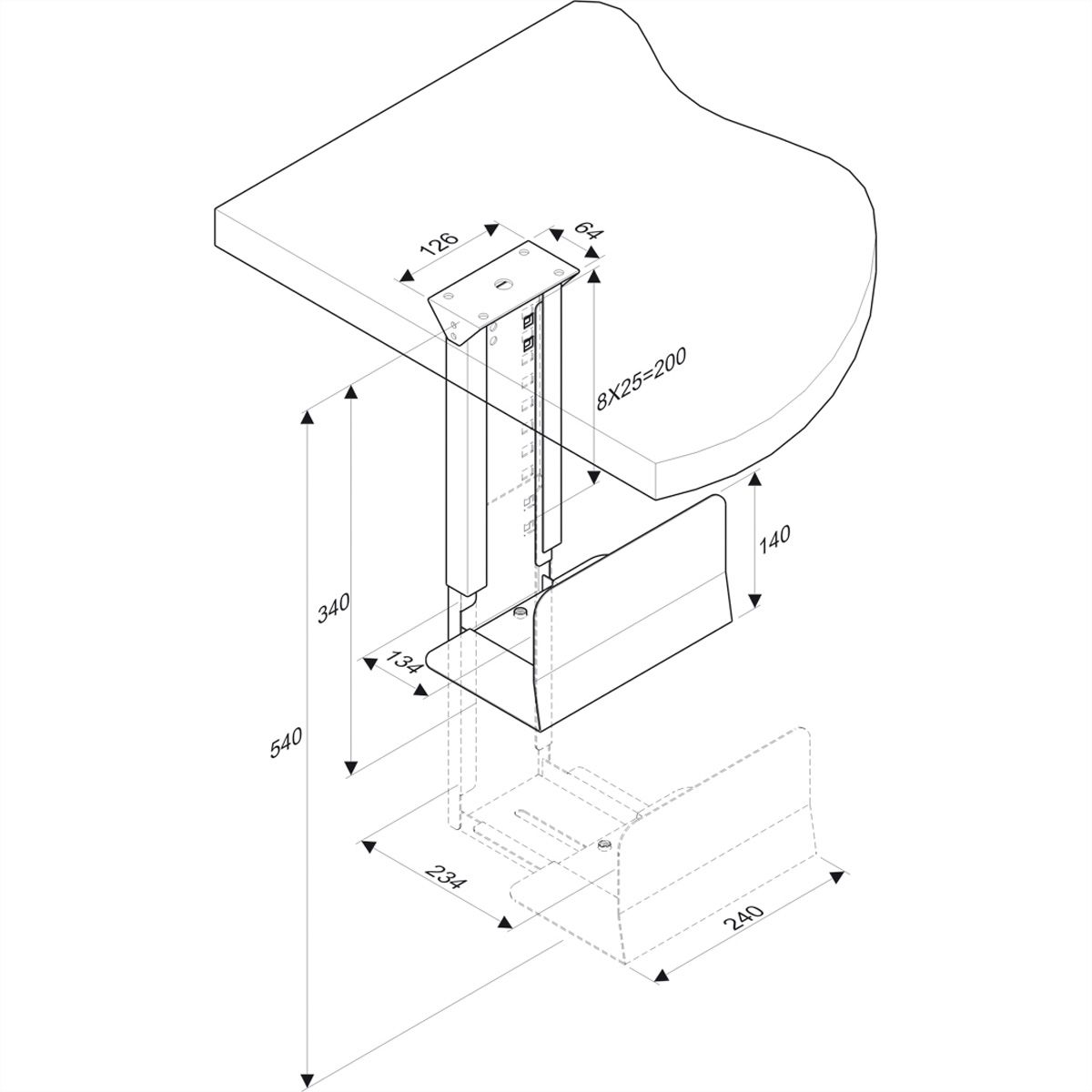 ROLINE PC Holder, silver