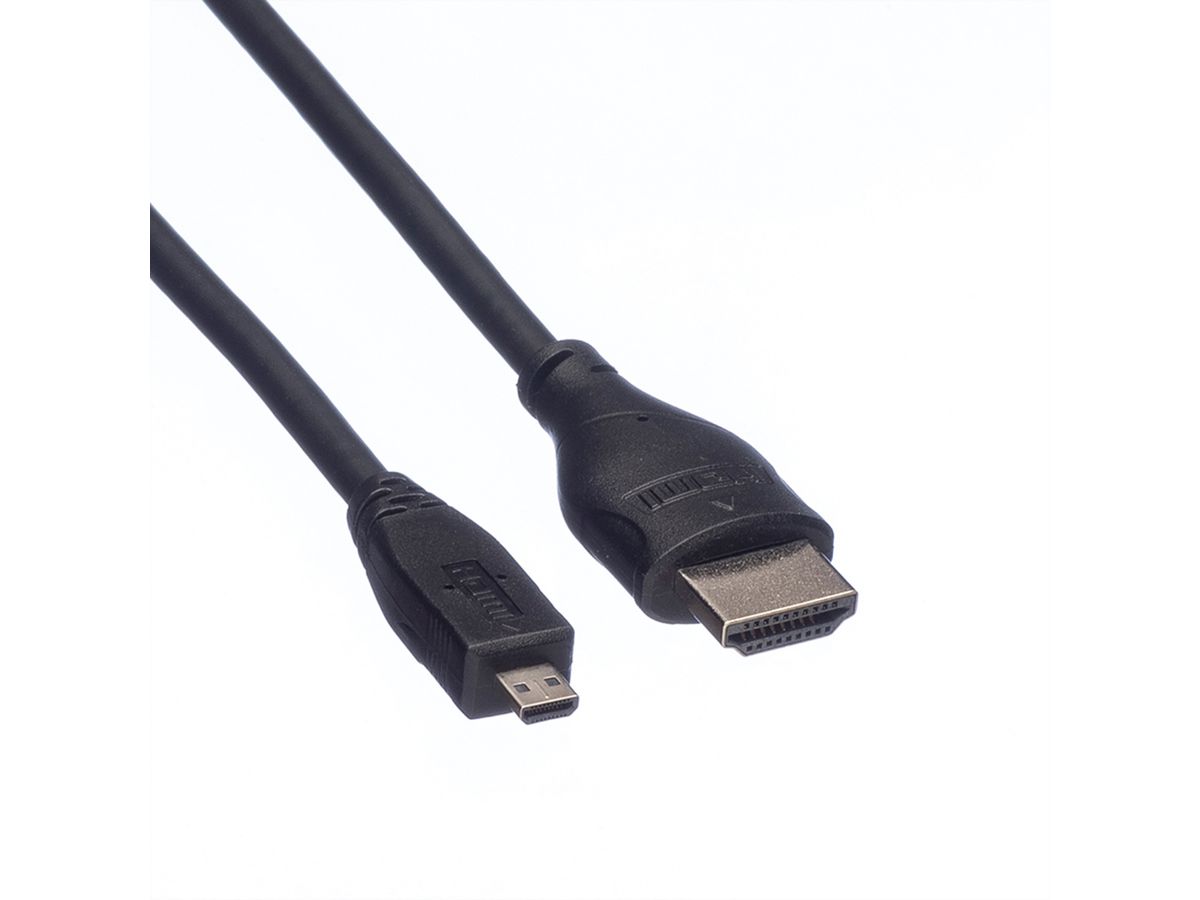 ROLINE HDMI High Speed Cable + Ethernet, A - D, M/M, 2 m