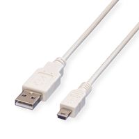 VALUE USB 2.0 Cable, A - 5-Pin Mini, M/M, white, 0.8 m