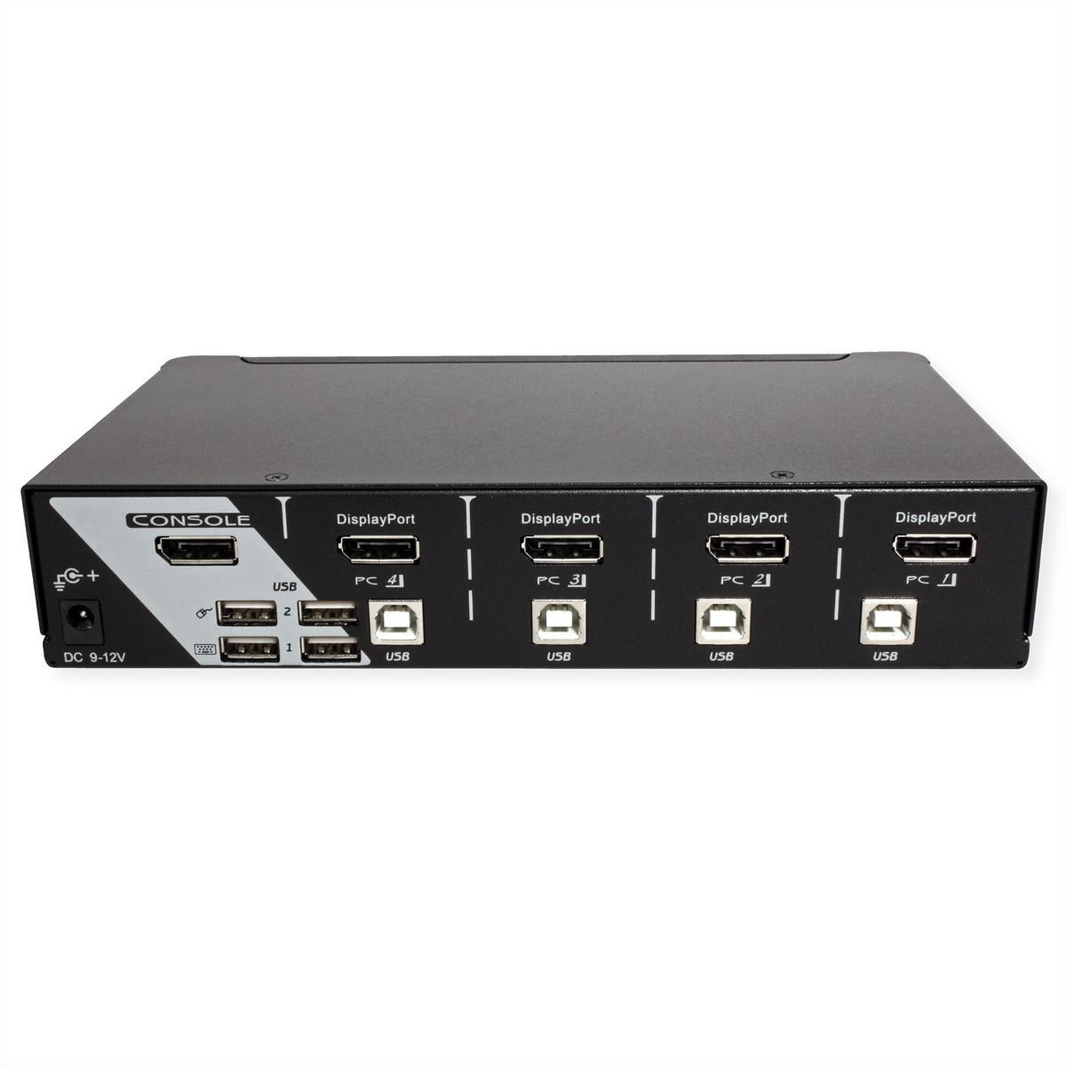 ROLINE KVM Switch, 1 User - 4 PCs, DisplayPort, with USB Hub