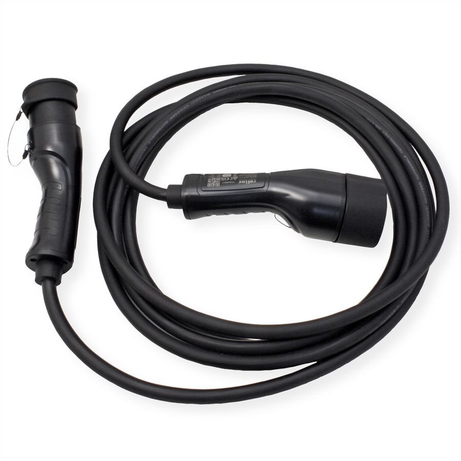 ROLINE EV Charging Cable Assembly Type2, 1-Phase, 250VAC (1P+N+E), 32 A, 7.4 kW, 5 m