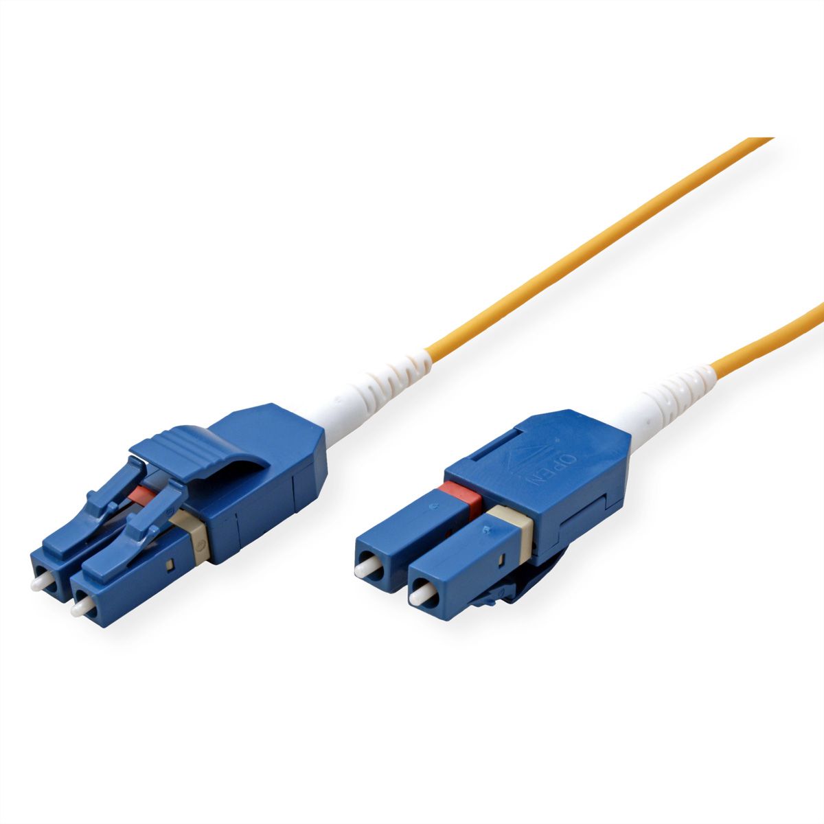 ROLINE Fibre Optic Jumper Cable, Duplex, 9/125µm, OS2, LC/LC, LSOH, UNIBOOT, Slim, yellow, 0.5 m