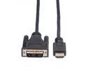 ROLINE DVI Cable, DVI (18+1) - HDMI, M/M, black, 2 m