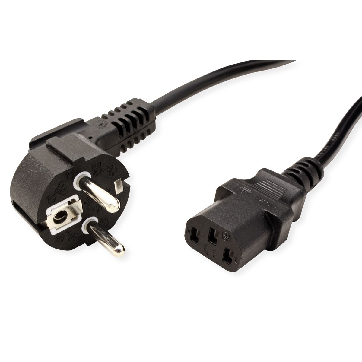VALUE Power Cable, straight IEC Conncector, black, 1.8 m
