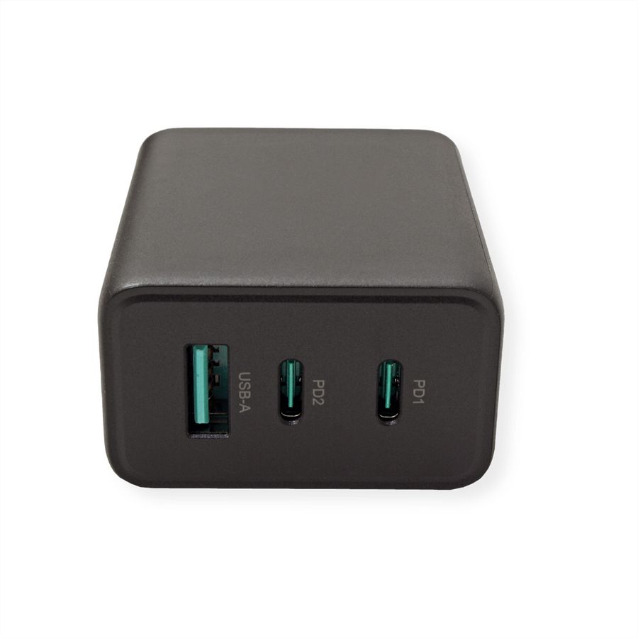 VALUE USB Wall Charger, 3-Port, (2x C+ 1x A), 65W, GaN