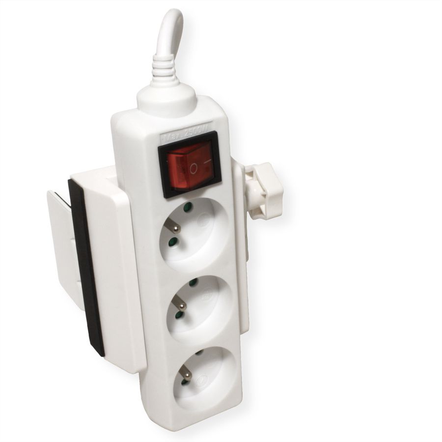 VALUE Clamp-On Power Strip Holder, Desk Leg Mount, white